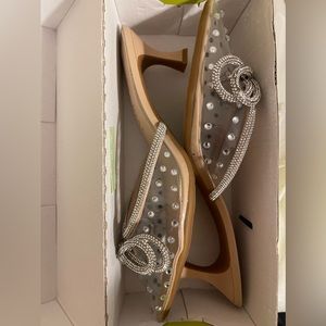 Never worn Antonio Melani clear, studded kitten herl